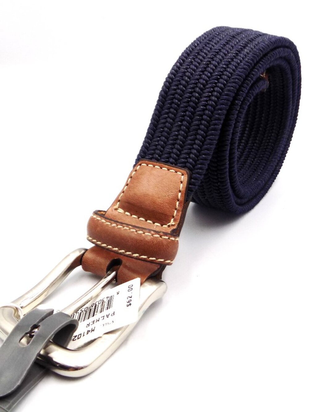 Brighton Jewelry "Palmer" Stretch Belt Leather Accents Buckle Navy